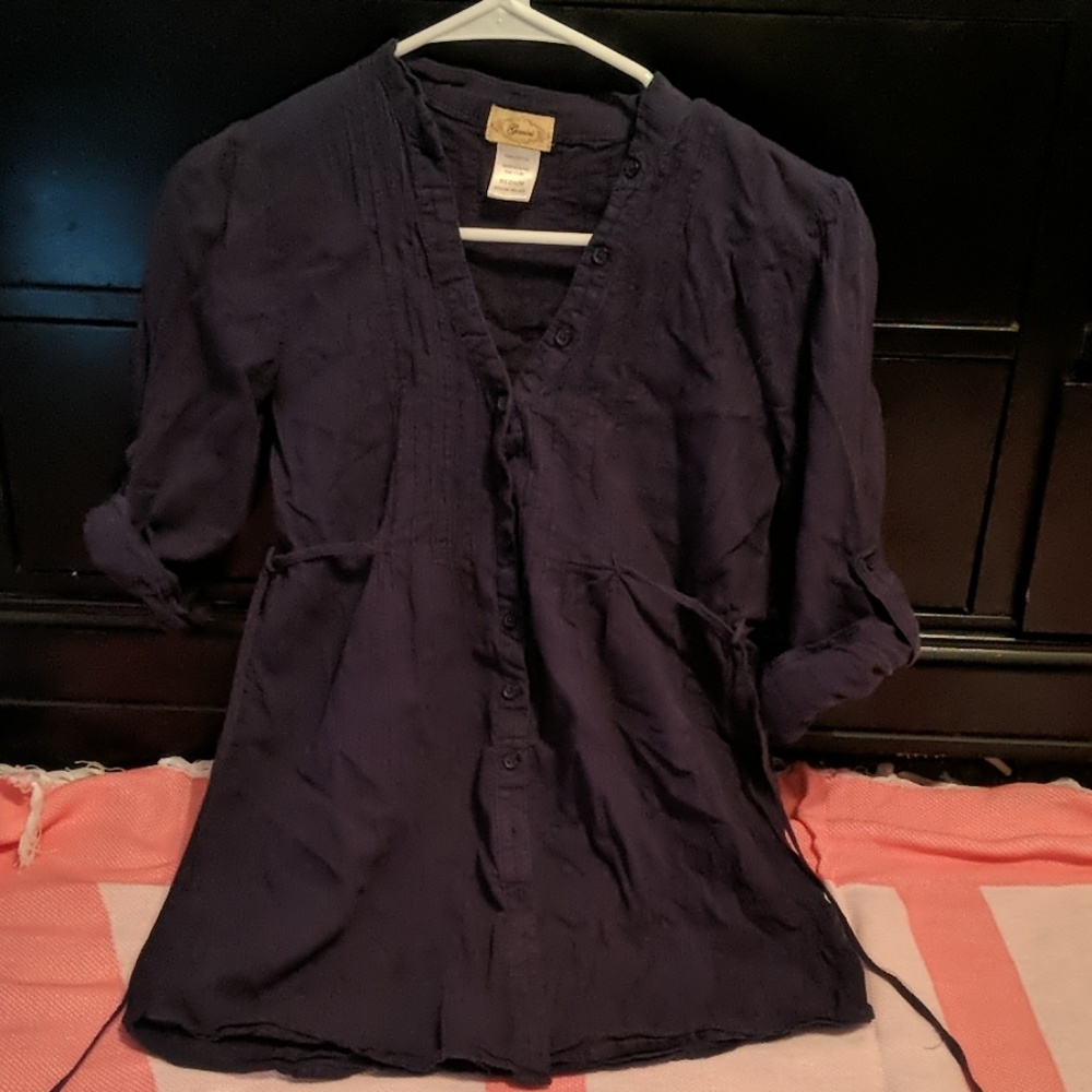 Dark Blue Casual Button Down